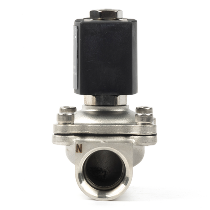 Válvula solenoide eléctrica de acero inoxidable de 1/2", 110 V CA, normalmente cerrada, 145 PSI, VITON