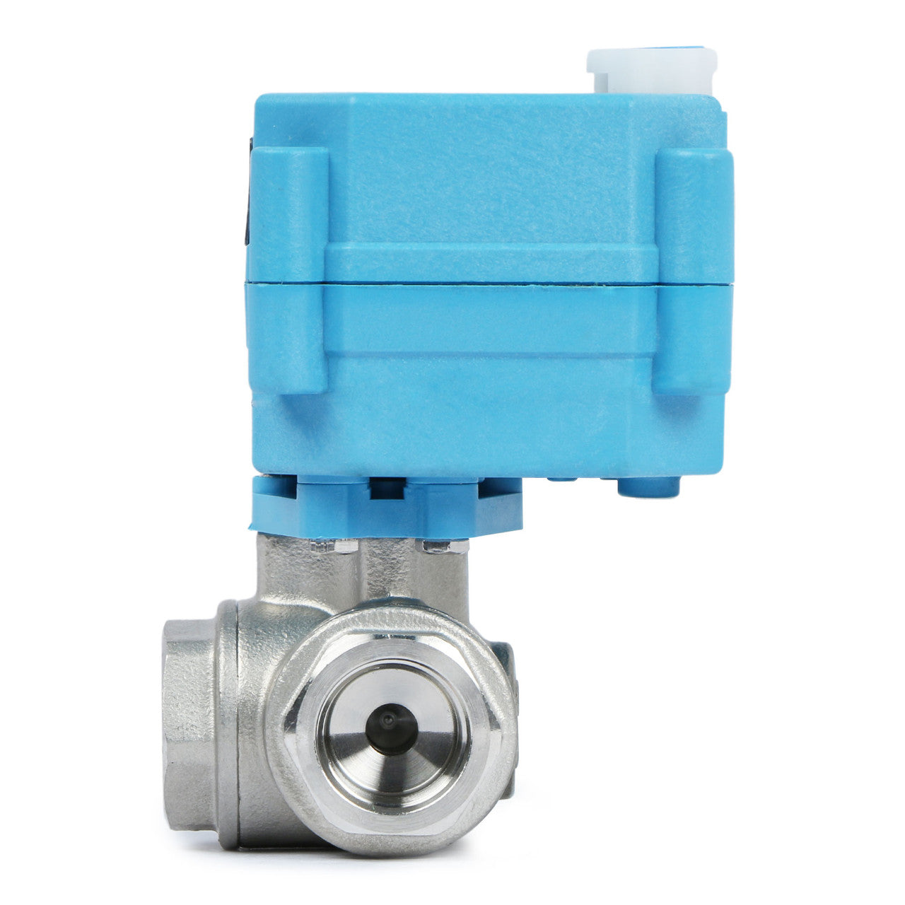 U.S. Solid 3/8" 3 Way Stainless Steel Motorized Ball Valve, AC110-230V, L Type, Standard Port, with Manual Function, IP67