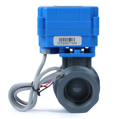 1” UPVC Motorized Ball Valve - 9-36V AC/DC Plastic Electrical Ball Valve with Full Port, 2 Wire Auto Return, Normally Closed