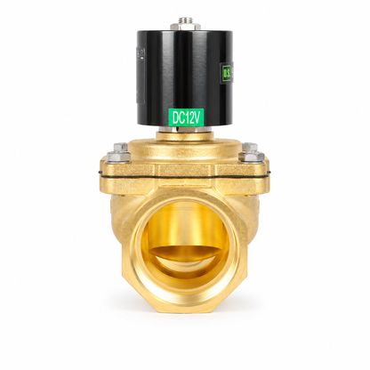 Elettrovalvola da 2" - Ottone 12V CC Normalmente chiusa con guarnizione in Viton, tipo scatola di derivazione
