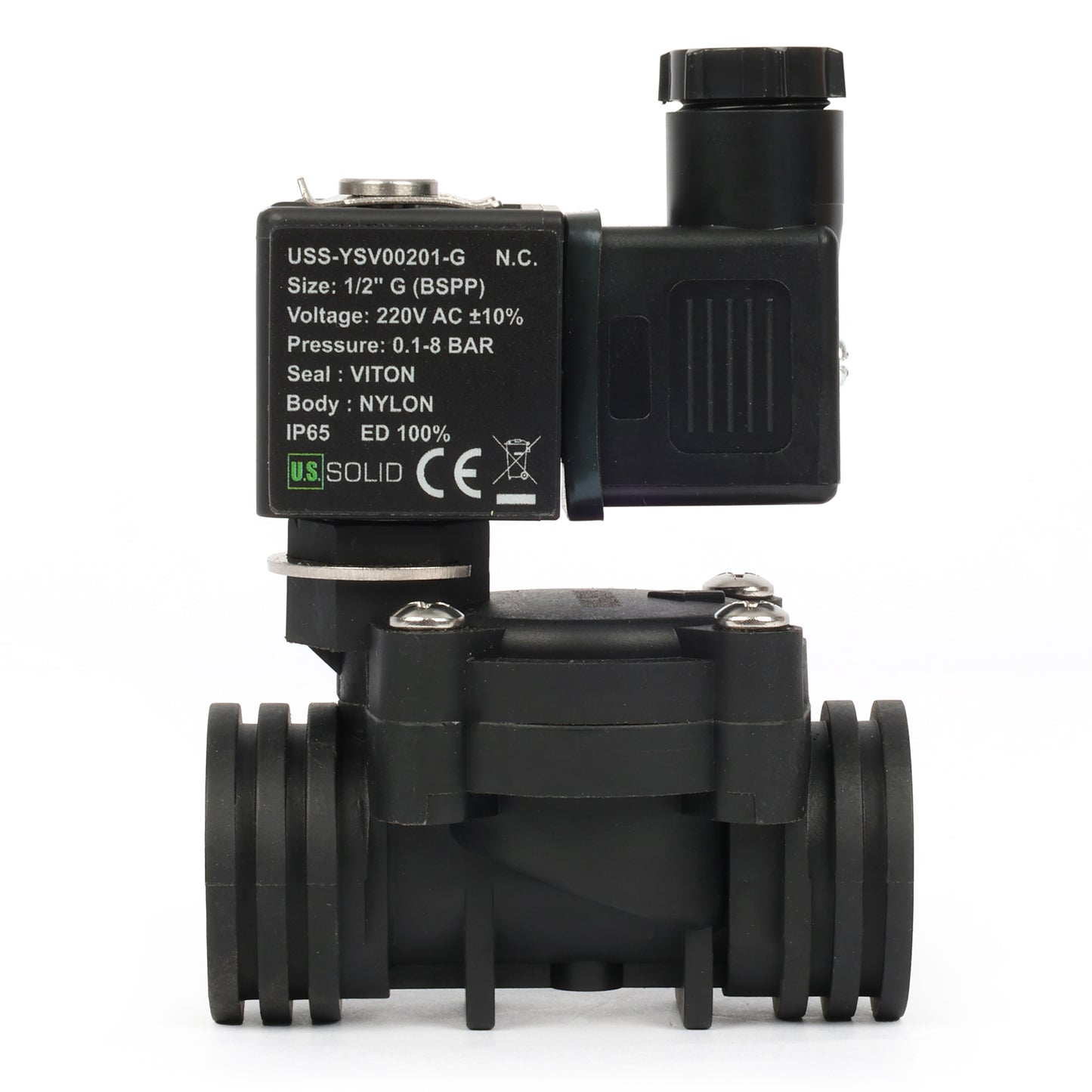 1/2인치 스테인리스 스틸 솔레노이드 밸브 - 110V/220V AC, 상시 개방형, 4.4-232 PSI, VITON 씰