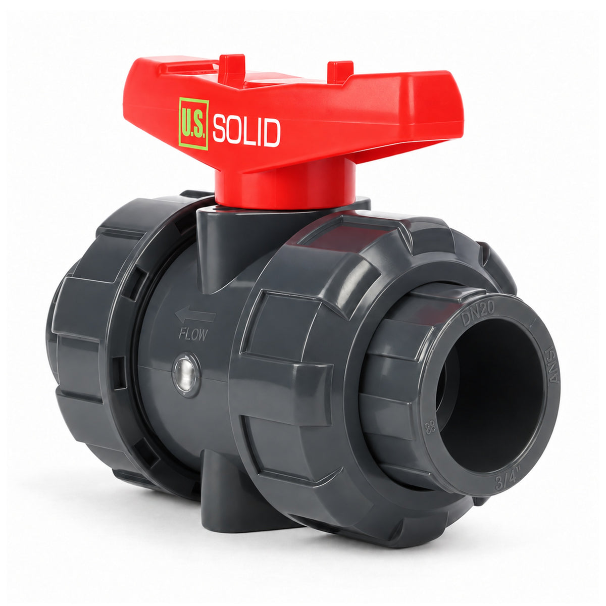 3/4" PVC True Union Ball Valve, Full Port, Slip Socket, 150 psi, Schedule 40 and 80 Compatible, PTFE Seat, EPDM O-Ring
