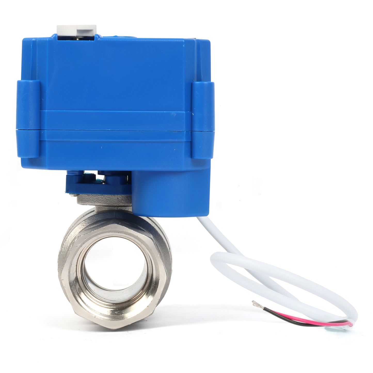 Motorized Ball Valve- 1" Stainless Steel Ball Valve with Manual Function, Full Port, 9-24V AC/DC and 2 Wire Auto Return Setup, Normally Open