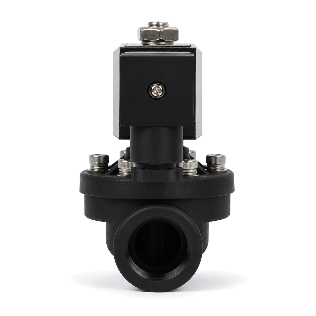 3/4" plast PA66 magnetventil 12V DC, 0-6 bar, normalt lukket, NBR-tetning for vann, luft