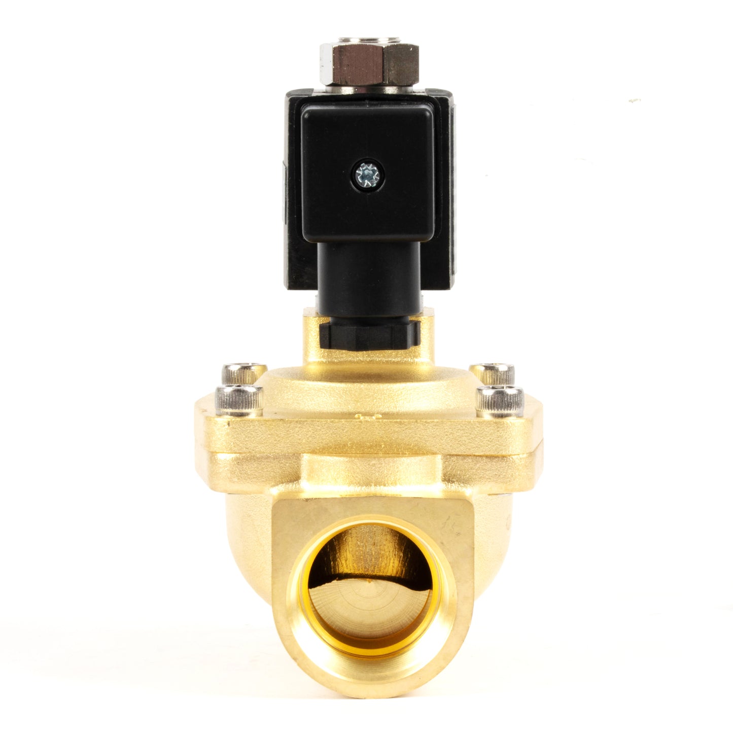1英寸黄铜电磁阀 - 110V AC/220V AC，常开，4.4-232 PSI，VITON密封