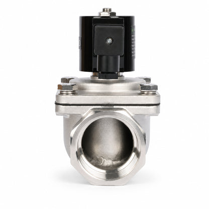 2" magnetventil - rustfritt stål 12V DC normalt lukket med Viton-tetning, koblingsbokstype