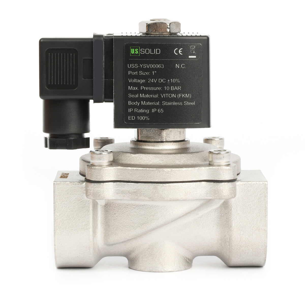 Katup Solenoid Elektrik Stainless Steel 1" - 12V DC, Normally Closed, 145 PSI, VITON