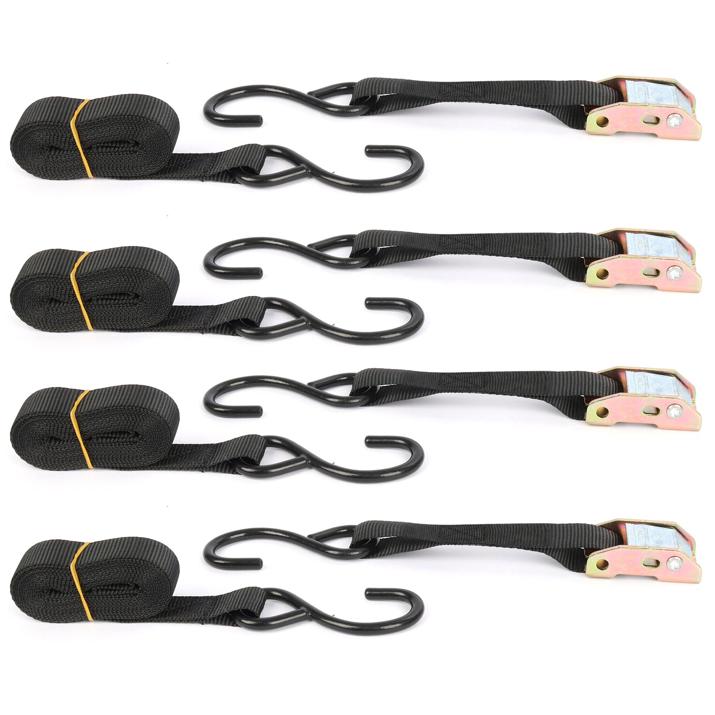 4PCS 1"x10ft Double Hook Cam Buckle Tie Down Straps 331lbs