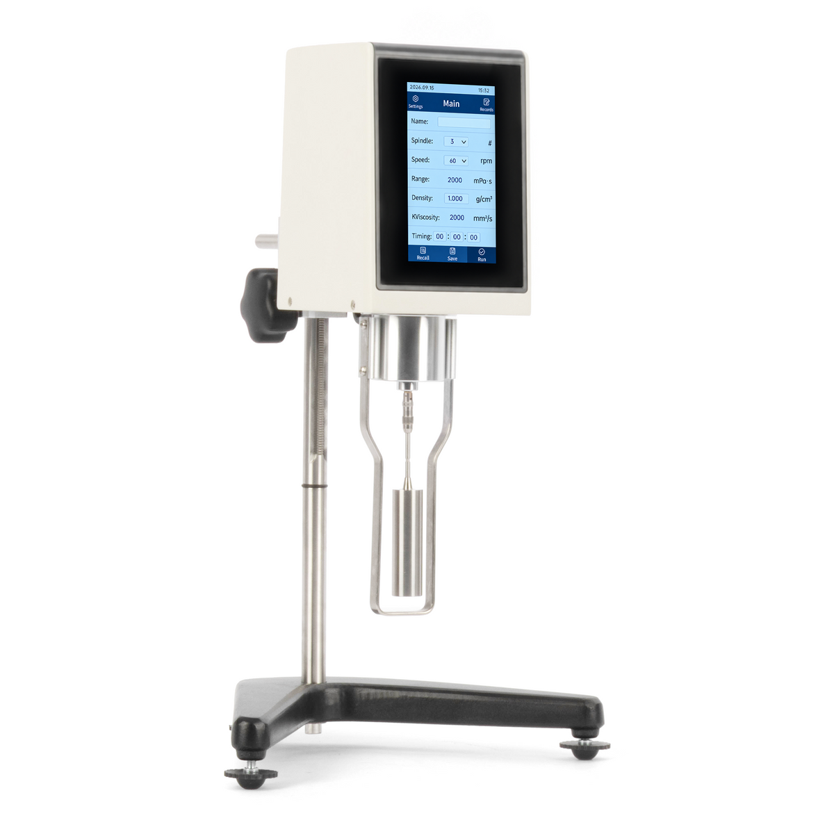 Rotational Viscometer with 5 inch Touchscreen, ±2% Accuracy, Up to 2,000,000 mPa.s, 8 Speeds,  PT100 Temperature Probe, RS232 Cable