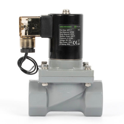 Korozyona Dayanıklı Solenoid Vana - 1" CPVC, 12V DC, Normalde Kapalı, VITON Conta