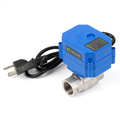 U.S. Solid 3/4" Μηχανοκίνητη σφαιρική βαλβίδα, 110VAC, ανοξείδωτο ατσάλι, αυτόματη επιστροφή, κανονικά κλειστό, με βύσμα ΗΠΑ