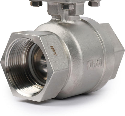 U.S. Solid 1-1/2" Motorized Ball Valve, 110VAC, Stainless Steel, Auto Return, Normally Closed, with US Plug