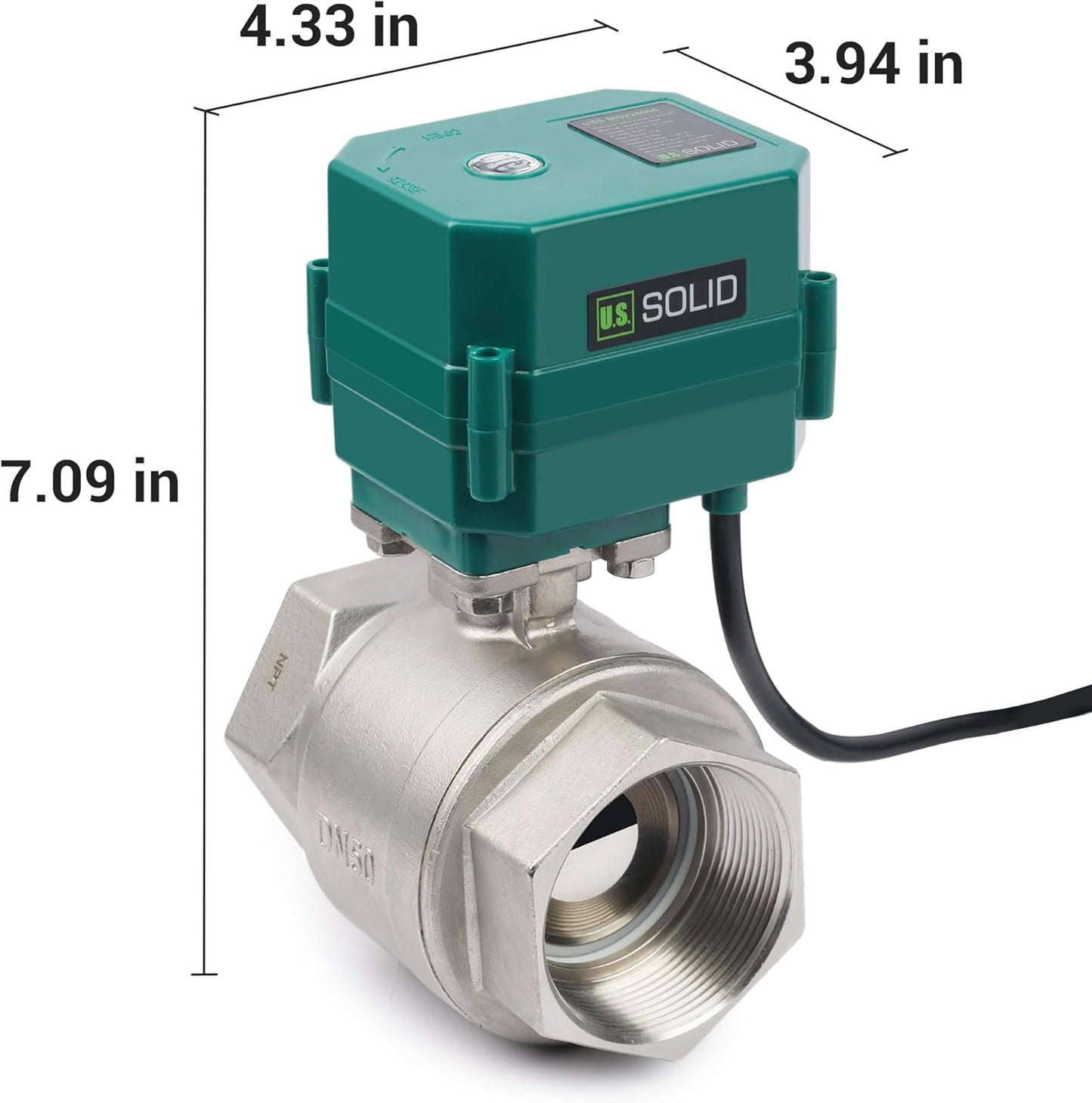 1" motorisierter Kugelhahn mit manueller Funktion – 2-Draht-Autorücklauf, Messing, 85-265 V AC, Standardanschluss, normalerweise geschlossen