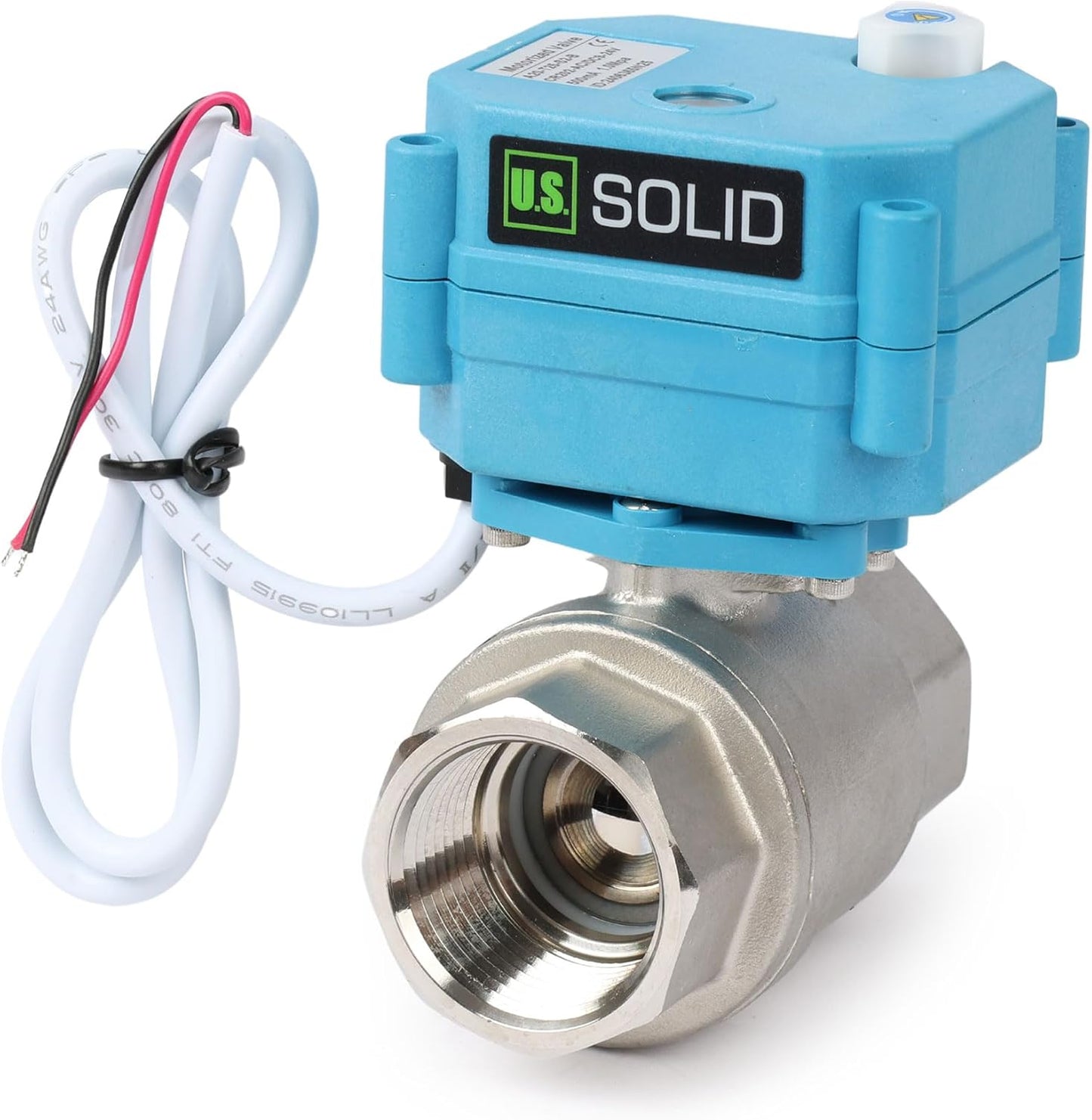 Motorized Ball Valve - IP67 3/4" Stainless Steel, Waterproof, Full Port, 9-24V, 2 Wire Auto Return