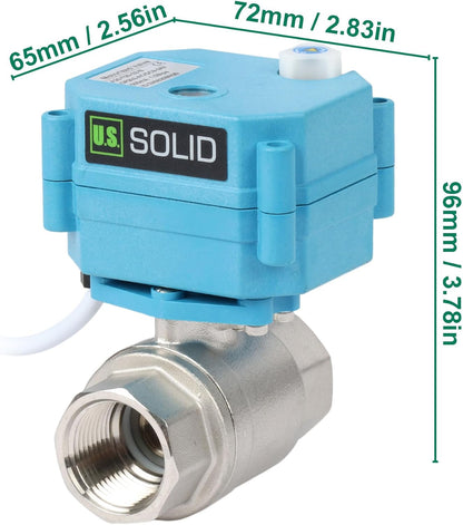 Motorized Ball Valve - IP67 3/4" Stainless Steel, Waterproof, Full Port, 9-24V, 2 Wire Auto Return