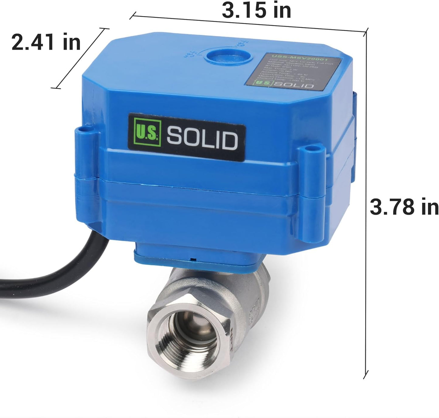 Válvula de esfera motorizada de 1" com função manual - retorno automático de 2 fios, latão, 85-265 V CA, porta padrão, normalmente fechada