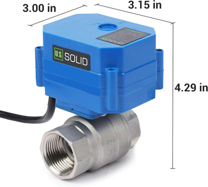 Válvula de esfera motorizada de 1" com função manual - retorno automático de 2 fios, latão, 85-265 V CA, porta padrão, normalmente fechada