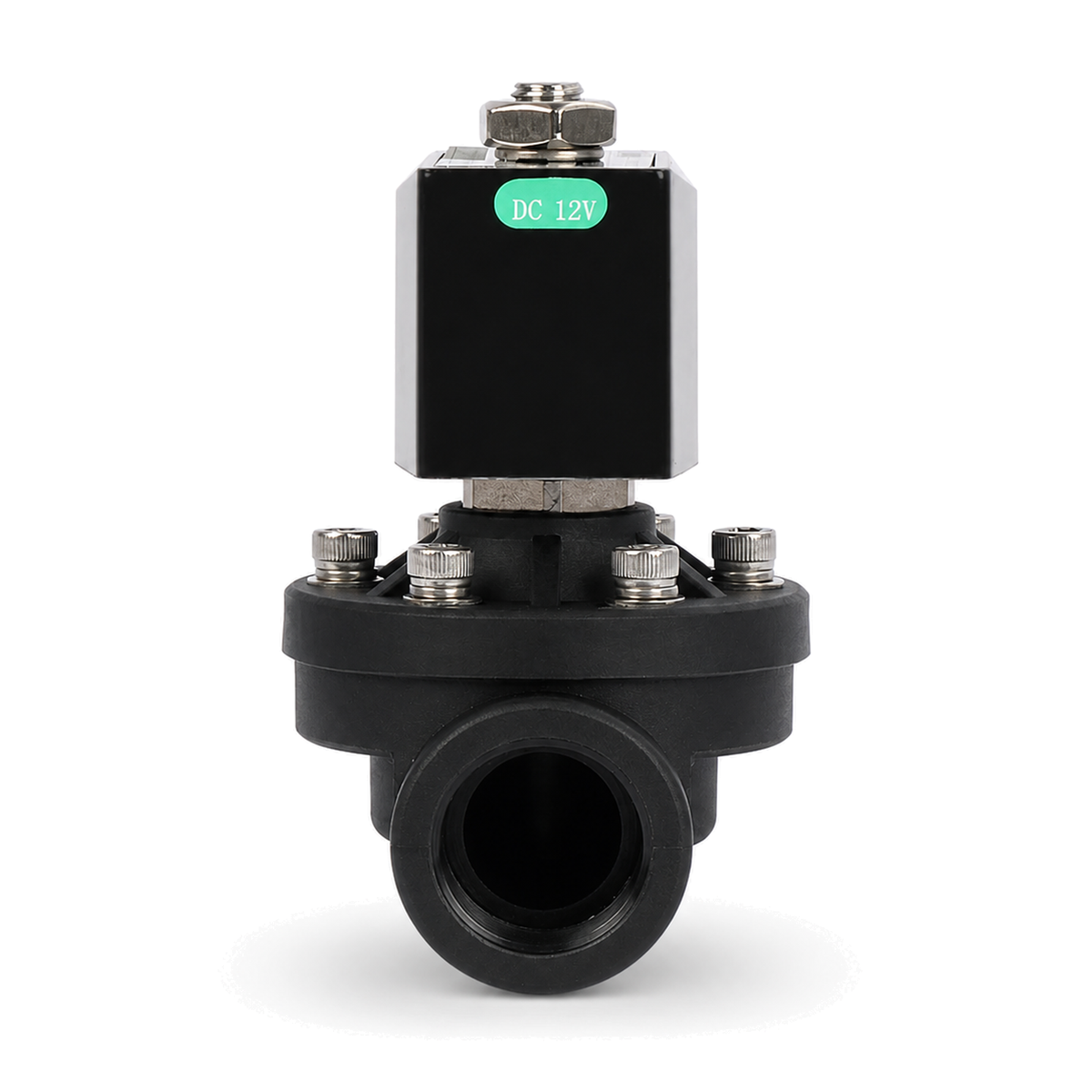 3/4" plast PA66 magnetventil 12V DC, 0-6 bar, normalt lukket, NBR-tetning for vann, luft