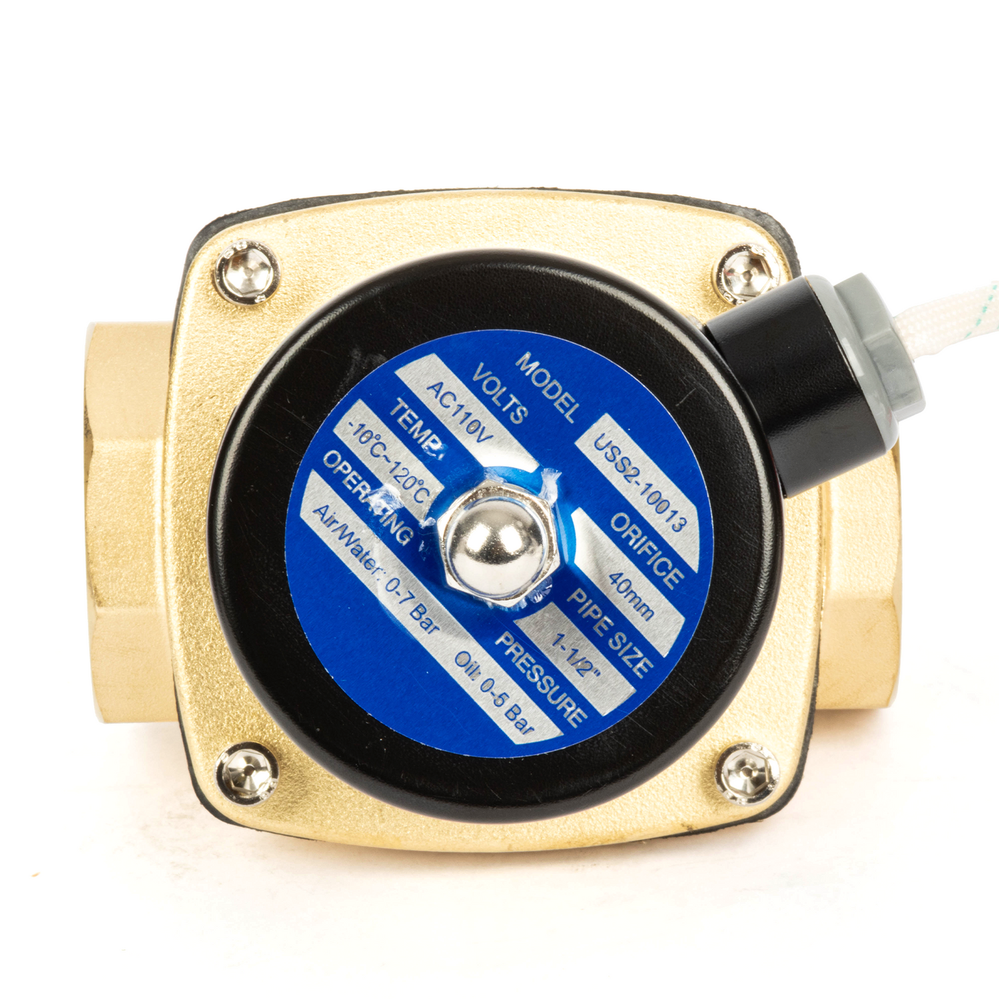 Brass Solenoid Valve 1-1/2" - 110V AC Smart Wi-Fi APP-Controlled Normally Closed