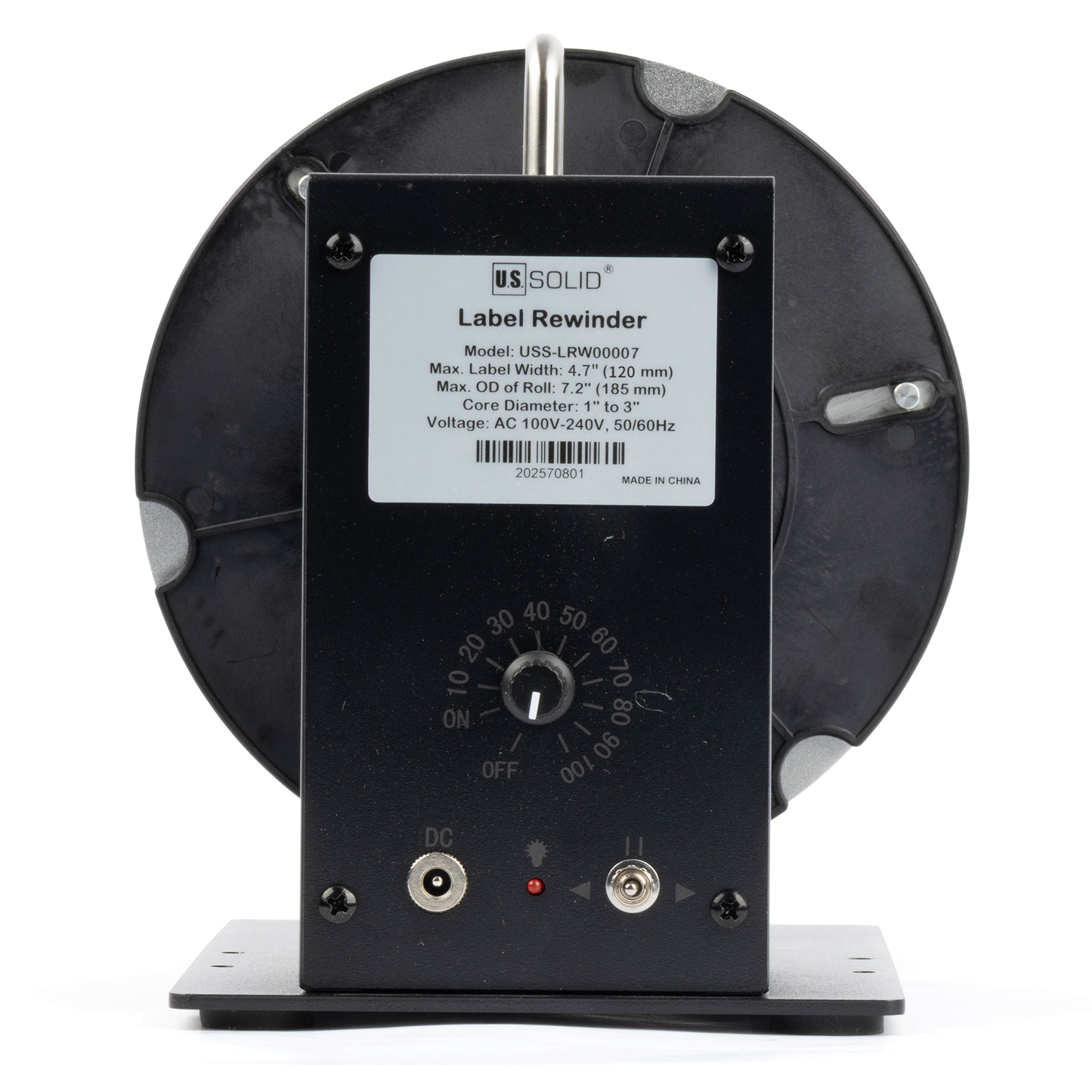 U.S. Solid Automatic Label Rewinder Machine, Speed Adjustable Core Holder 1" - 3"