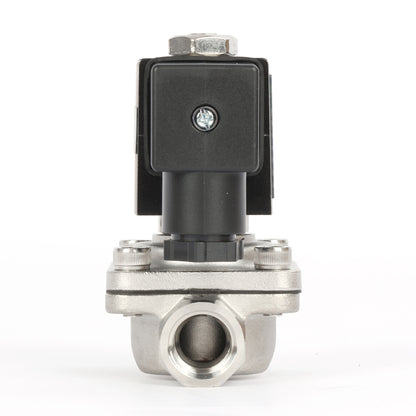 3/8" magnetventil - rostfritt stål 110/220V AC normalt stängd med Viton-tätning, kopplingsboxtyp