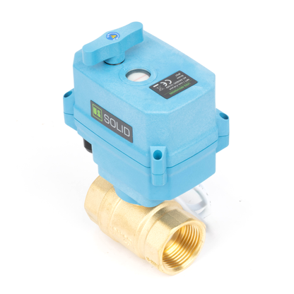1" Quick-Release Motorized Ball Valve - Brass, DC12~24V/AC24V, 2-Wire Auto-Return with Manual Override, IP67