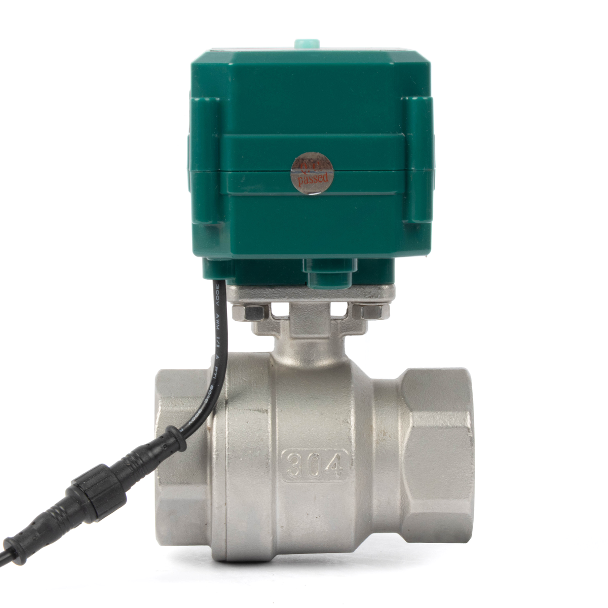 WiFi 1-1/4" Stainless Steel Remote Control Motorized Ball Valve with Power-Off Memory, 5V DC USB, Manual Switch