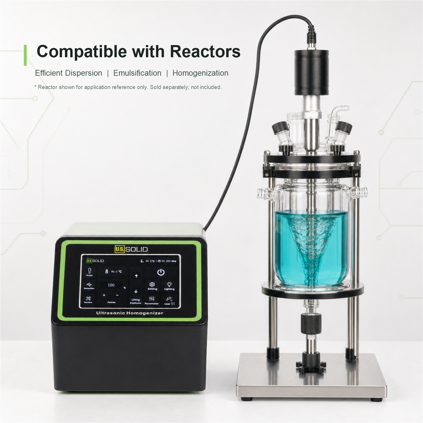 Homogenizator ultradźwiękowy o mocy 1000 W, laboratoryjny ekstraktor wibracyjny z sondą 250 mm × 20 mm, przetwarzanie bezpośrednie do 4 l, kompatybilny z systemami mieszania reaktorów o pojemności 5–10 l