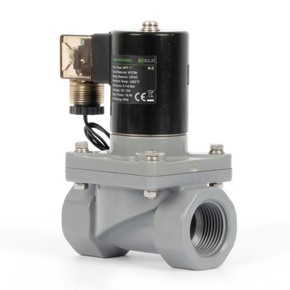 Korozyona Dayanıklı Solenoid Vana - 1" CPVC, 12V DC, Normalde Kapalı, VITON Conta