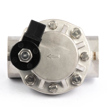 Électrovanne haute température - 50 mm (2") en acier inoxydable, 50 bar (725 PSI), 24 V CC, 150 °C (302 °F), normalement fermée, joint VITON