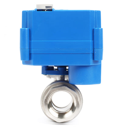 Motorized Ball Valve- 3/4" Stainless Steel Ball Valve with Manual Function, Full Port, 9-24V AC/DC and 2 Wire Auto Return Setup, Normally Open