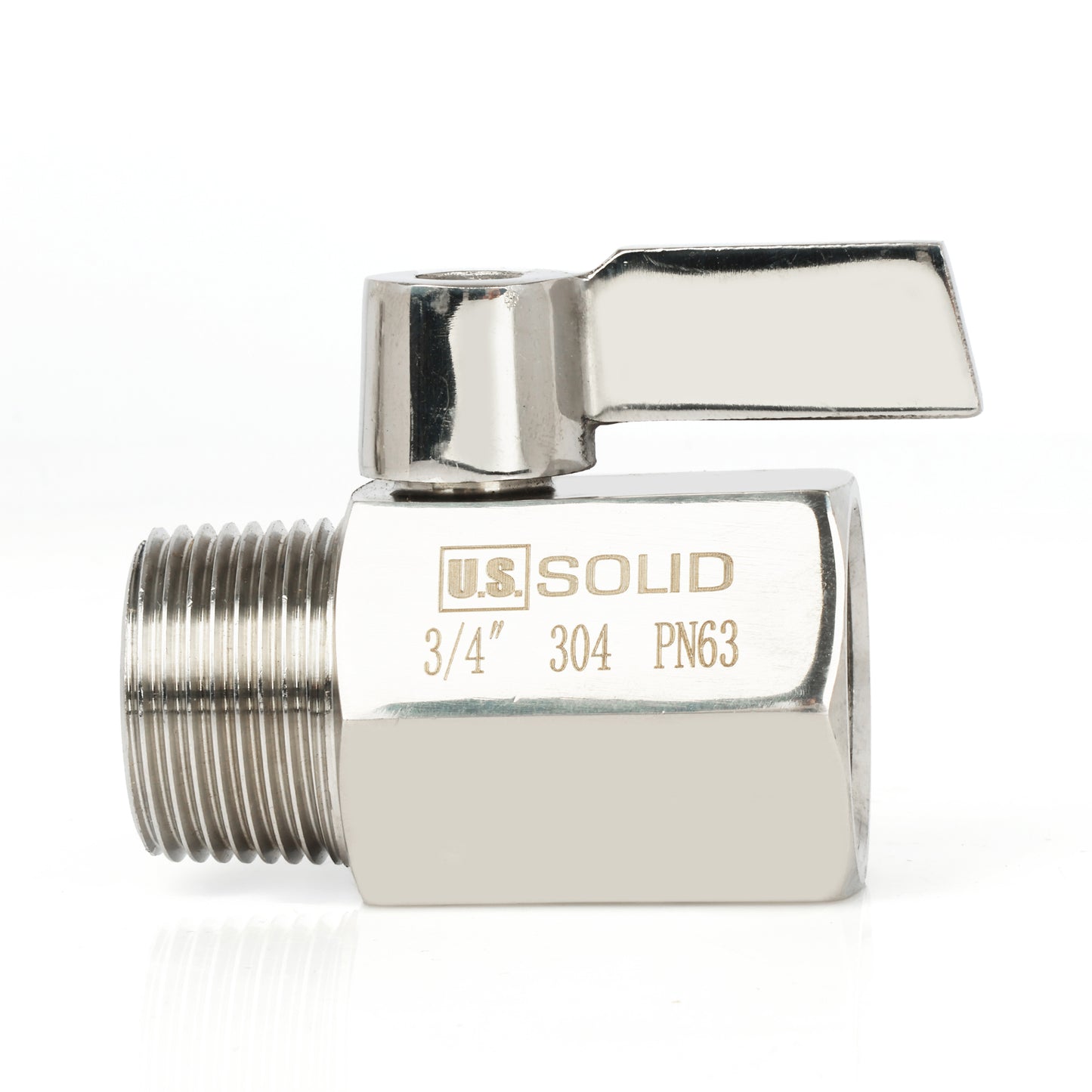 U.S. Solid 2 stk. 1/4" minikuleventil 304 rustfritt stål hunn × hann NPT gjenger
