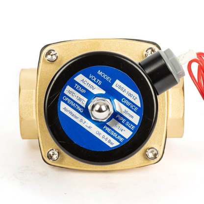 Brass Solenoid Valve 1-1/4" - 110V AC Smart Wi-Fi APP-Controlled Normally Closed