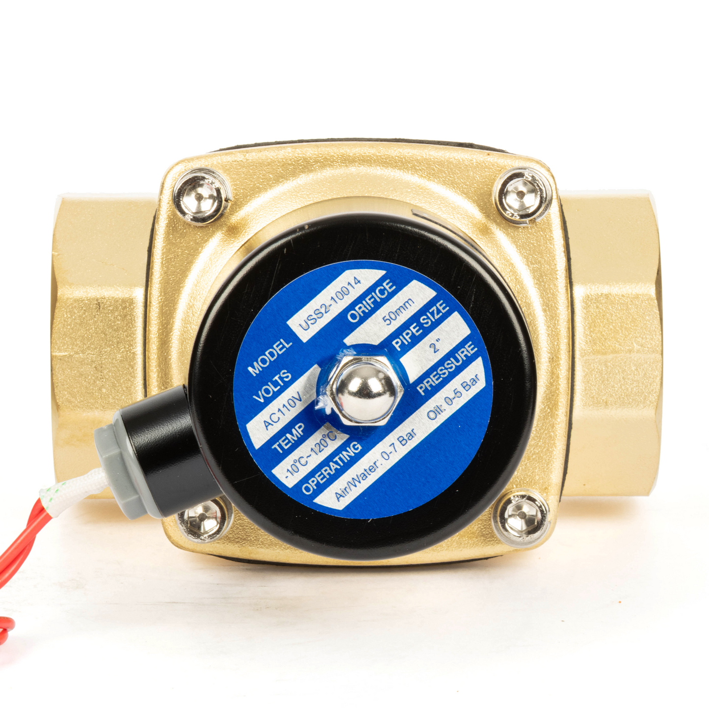 Brass Solenoid Valve 2" - 110V AC Smart Wi-Fi APP-Controlled Normally Closed