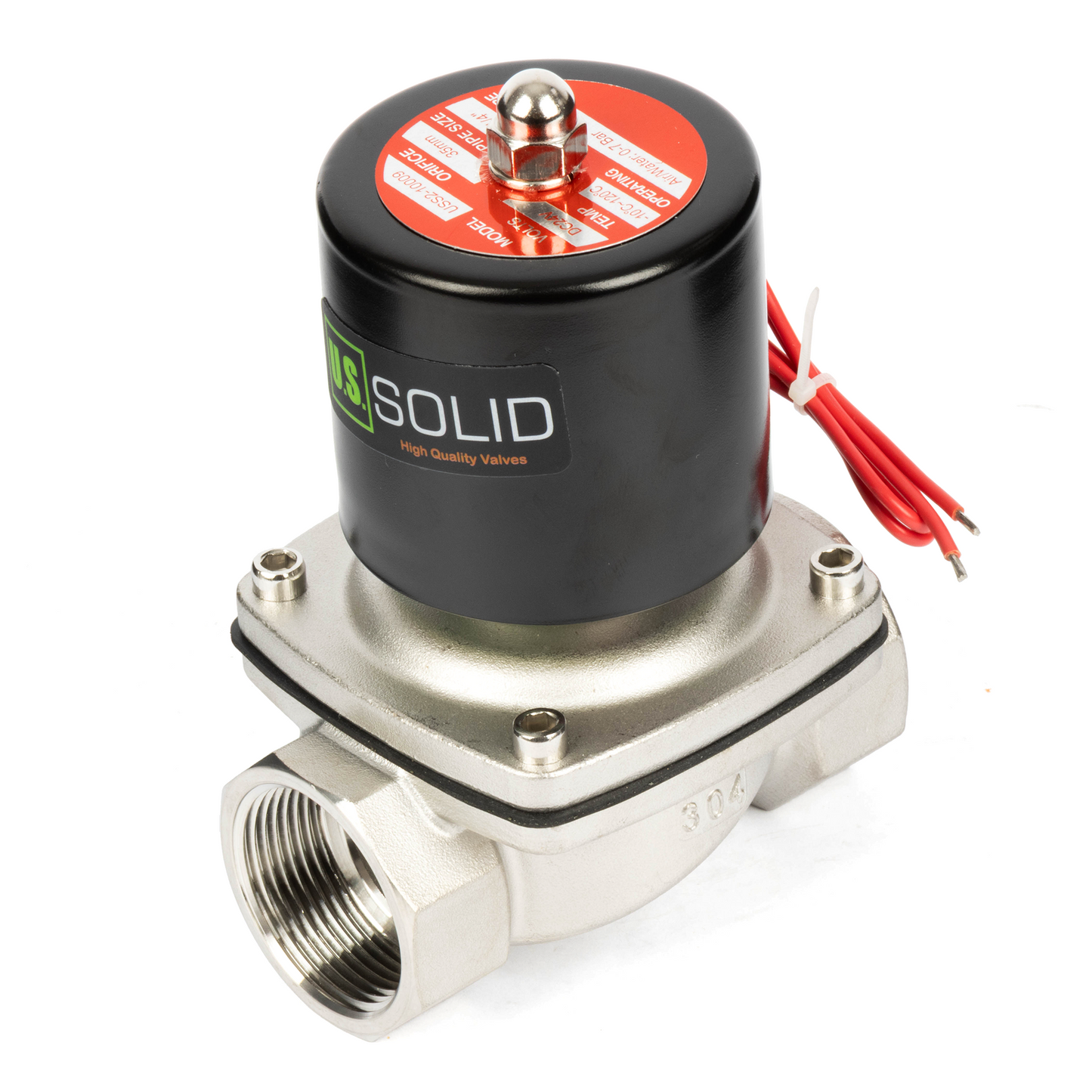 1-1/4" Stainless Steel Solenoid Valve - 24V DC Normally Closed, Viton Seal