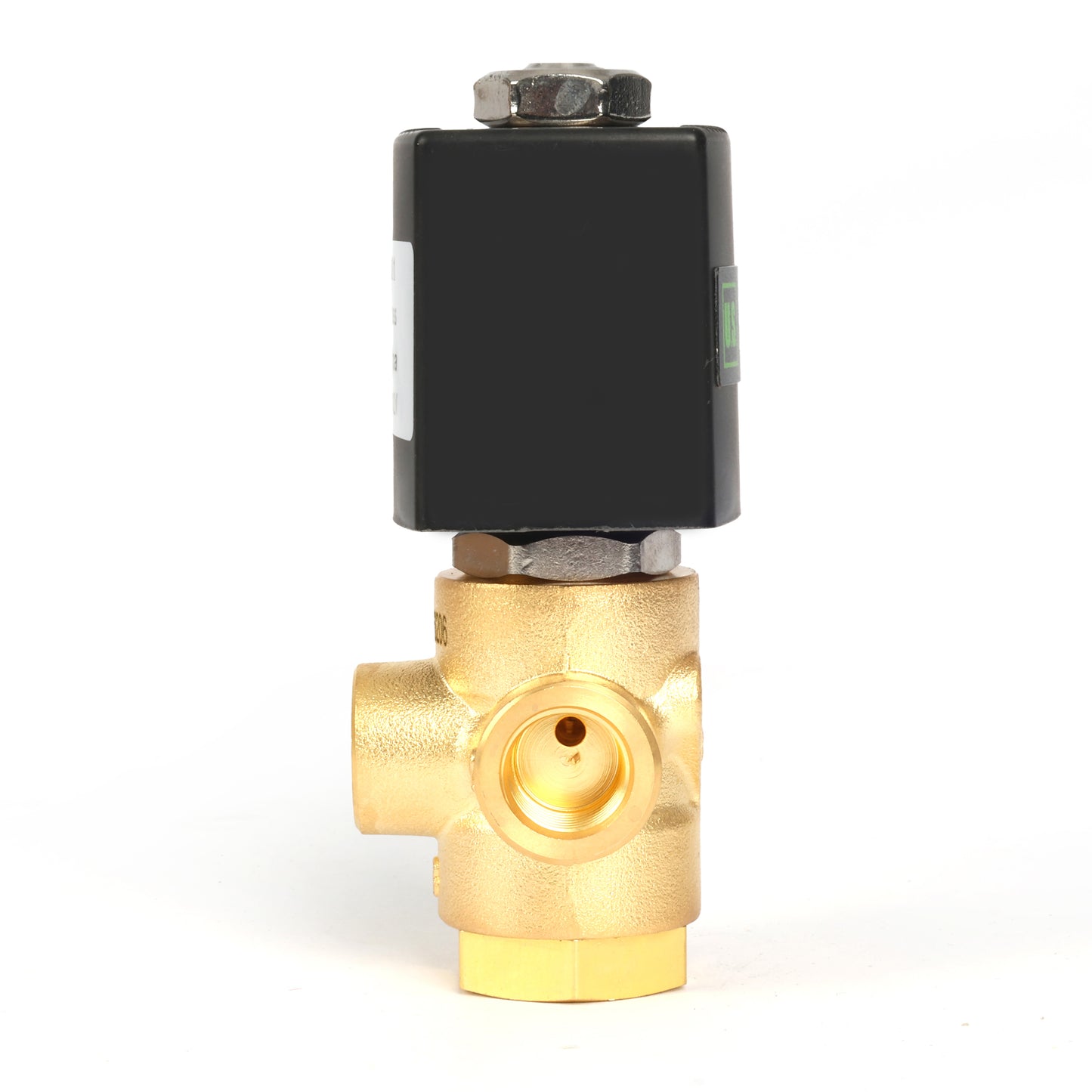 1/4" messinkinen 3-tie solenoidiventtiili - 12 V DC 2 asentoa