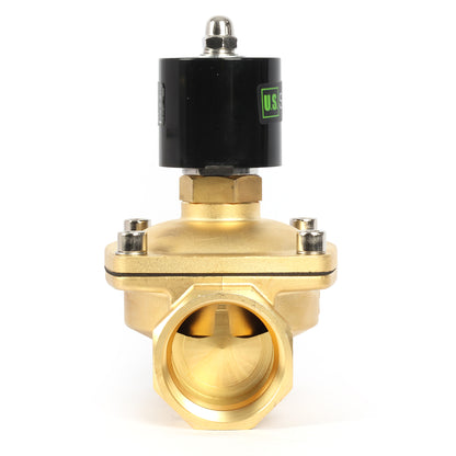 صمام الملف اللولبي الأمريكي الصلب مقاس 2 بوصة - صمام الملف اللولبي 110 فولت تيار متردد، جسم نحاسي، مغلق عادةً، مانع تسرب فيتون 