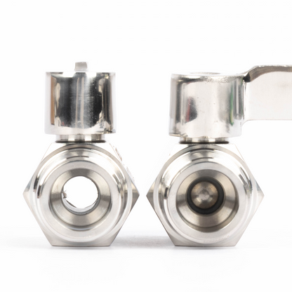 1/2" minikugleventil 304 rustfrit stål hun × han NPT gevind 2 stk.