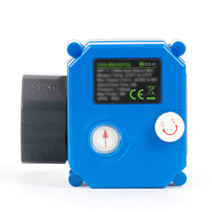 1" UPVC Motorized Ball Valve - 2 Wire Reverse Polarity with Manual Function, 9-36V DC