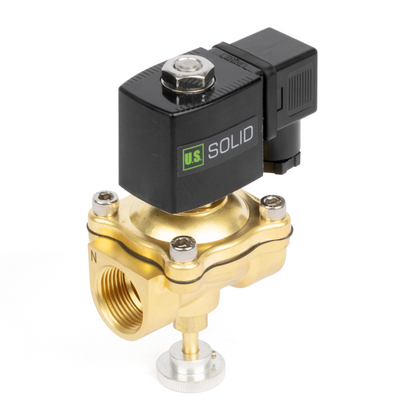Válvula solenoide elétrica de latão de 3/4", acionamento manual, normalmente fechada, 24 V CA