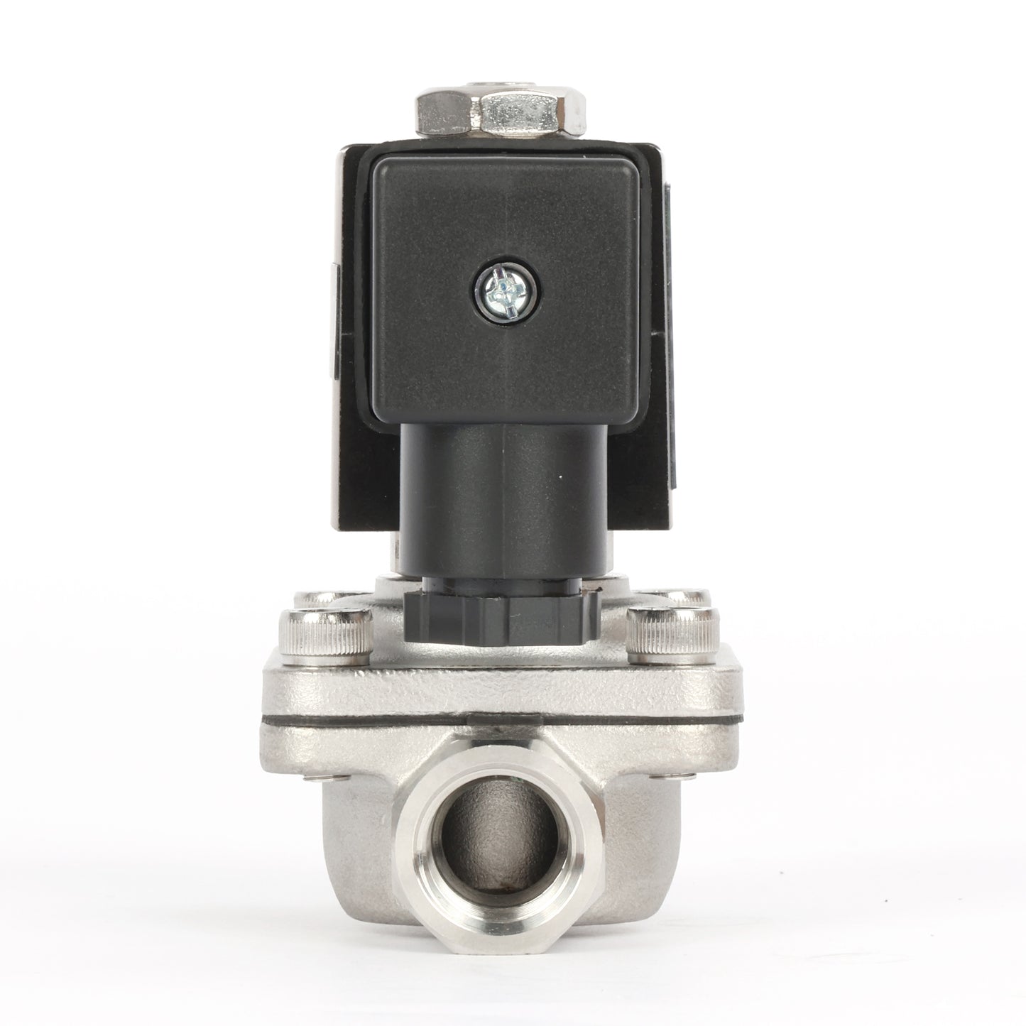 3/8" magnetventil - rustfritt stål 12V DC normalt lukket med Viton-tetning, koblingsbokstype