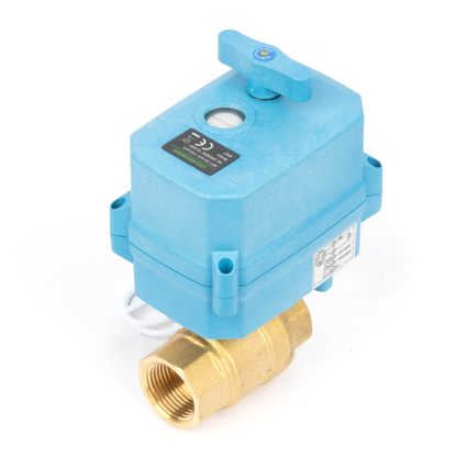 3/4" Quick-Release Motorized Ball Valve - Brass, DC12~24V/AC24V, 2-Wire Auto-Return with Manual Override, IP67