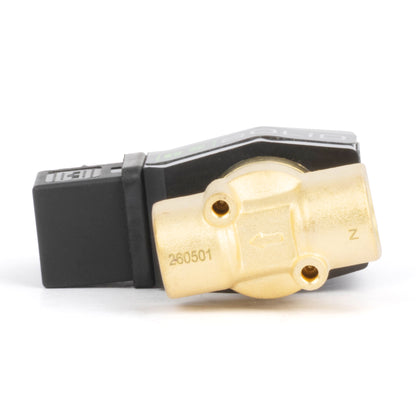 Katup Solenoid Elektrik Kuningan 3/8", DC 12V, Normally Open, Segel Viton