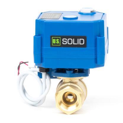 1/2" Motorized Ball Valve with Manual Function - 2 Wire Auto Return, Brass, 85-265V AC, Full Port, Normally Closed