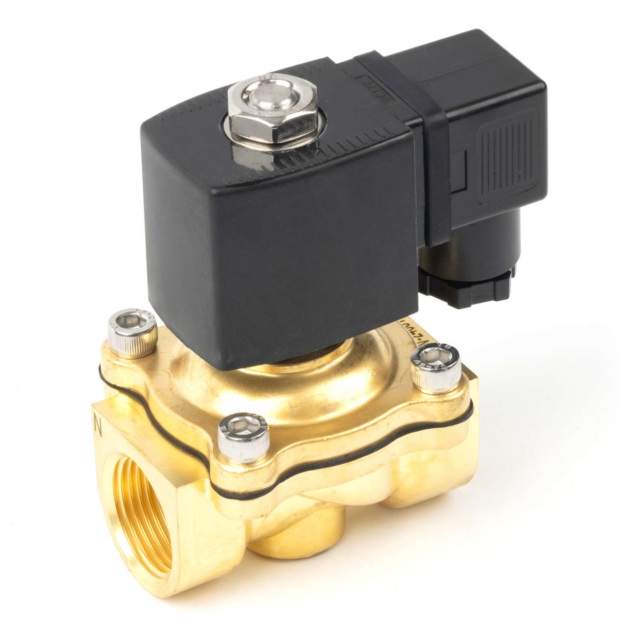 3/4" Brass Electric Solenoid Valve - 12V DC, Normally Closed, 145 PSI, VITON