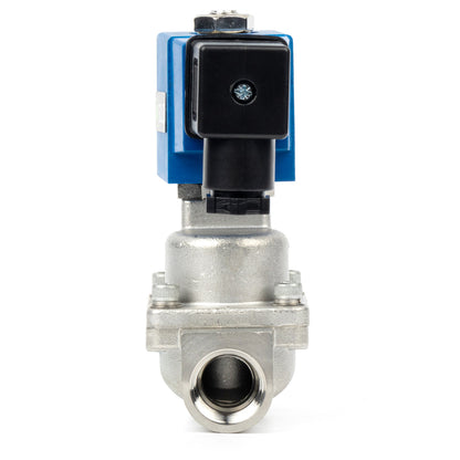 Válvula solenoide de alta presión - 1/2" de acero inoxidable, 100 bar, 110 V CA, válvula solenoide de alta presión y resistencia a altas temperaturas, 248 ℉