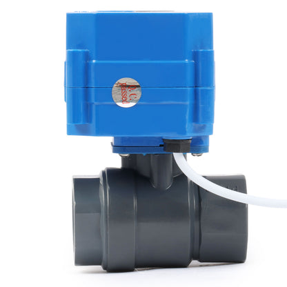 3/4" UPVC Motorized Ball Valve - 110V AC Plastic Electrical Ball Valve with Standard Port, 2 Wire Auto Return, Normally Closed