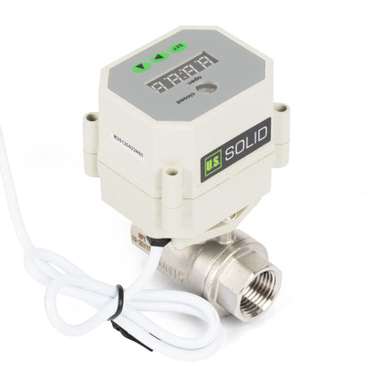 1/2" Motorized Ball Valve with Timer, Auto-Return Fail Safe & Power-Off Memory, 2-Way 304SS Electric Actuator, IP67, AC/DC 9-24V