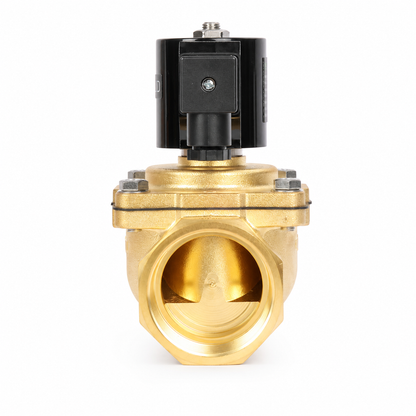 Elettrovalvola da 2" - Ottone 12V CC Normalmente chiusa con guarnizione in Viton, tipo scatola di derivazione
