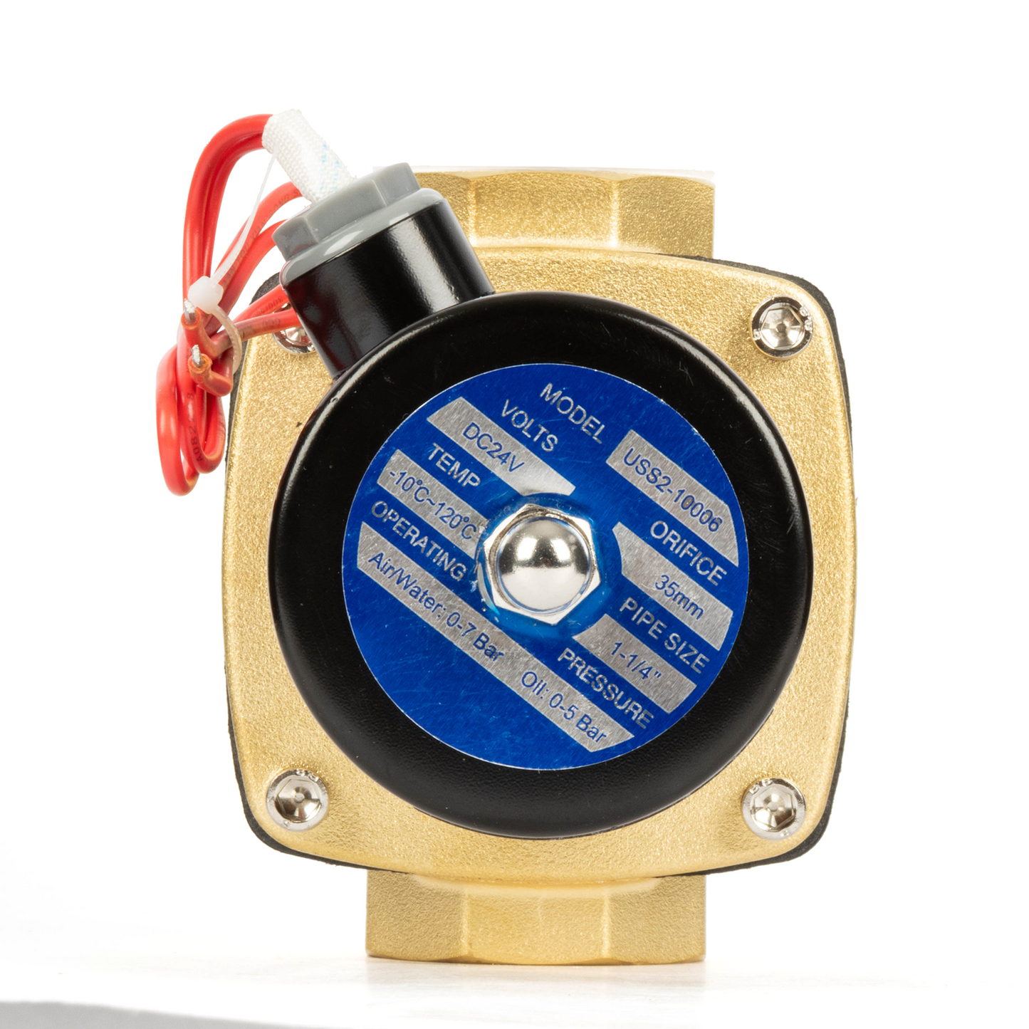 1-1/4" Brass Solenoid Valve - 24V DC Normally Closed, Viton Seal